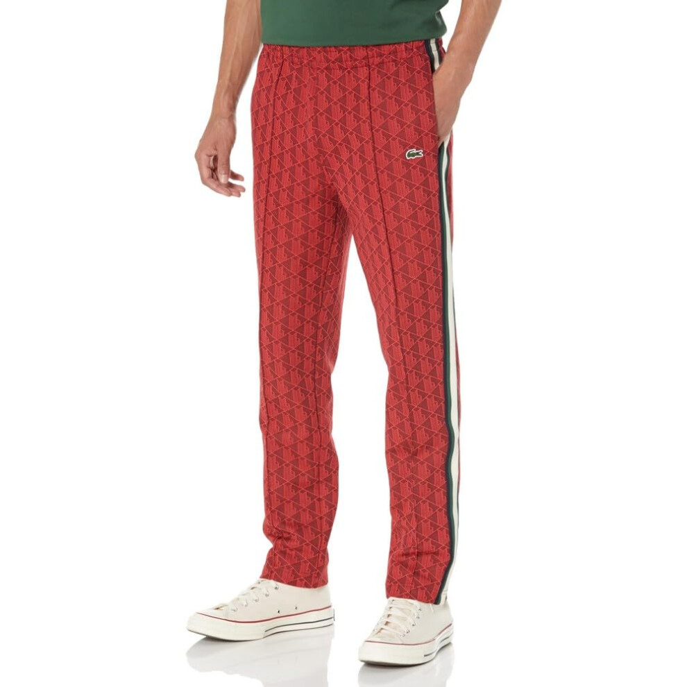 Lacoste Men's Vintage Fit Printed Monogram Track Pant  Pinot/RED