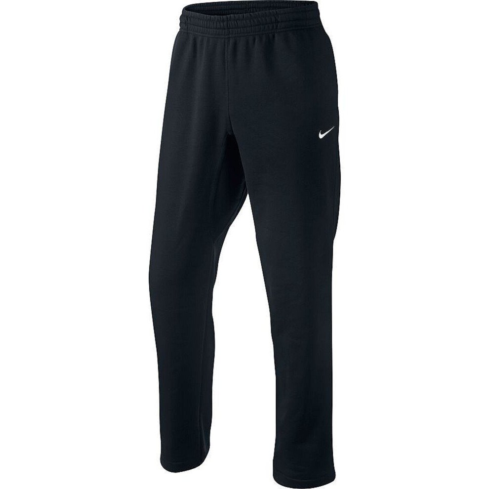 NIKE Mens Club Open Hem Swoosh Sweatpants Black/White 826424-010 Size