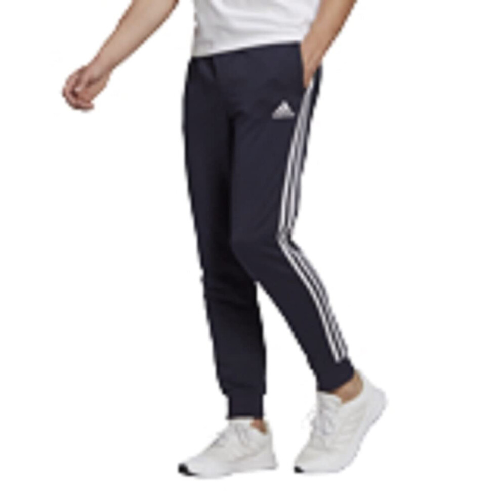 adidas Men's Essentials French Terry Tapered Cuff 3-Stripes Pants  Leg