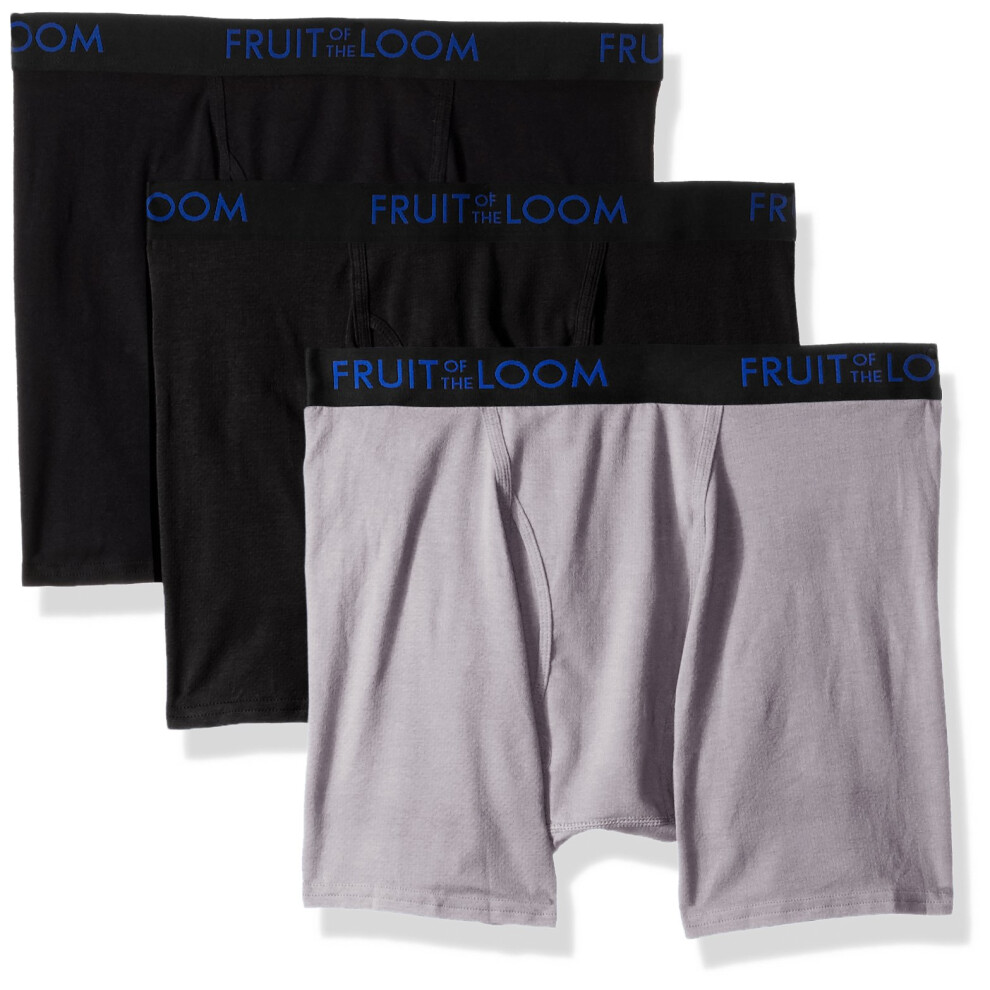 Fruit of the Loom Men's Premium 3pk Breathable Cotton Micro-mesh Boxer