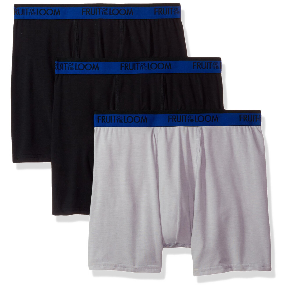 Fruit of the Loom Men's 3-Pack Premium Cool Blend Boxer Brief  Black/G