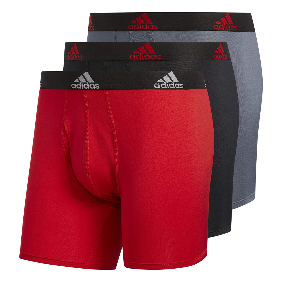 adidas Men's Performance Boxer Brief Underwear (3-Pack)  Scarlet/Black