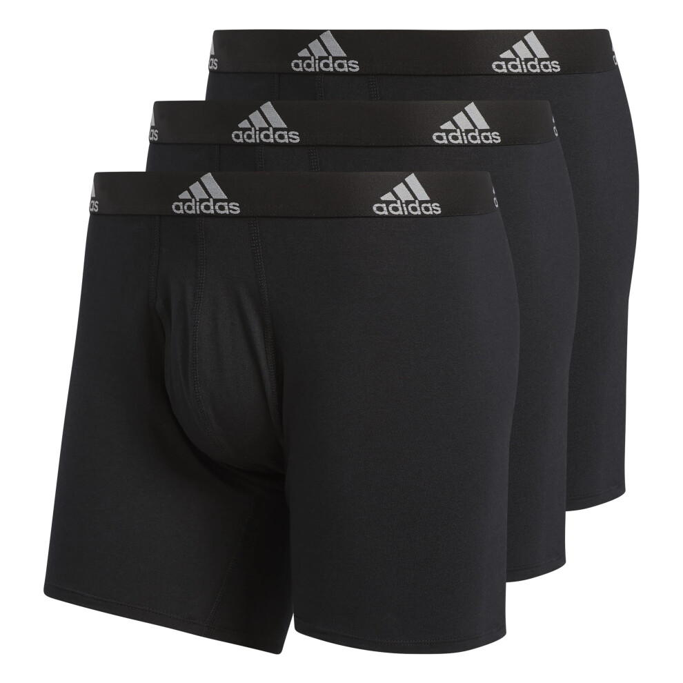 adidas Men's Stretch Cotton 3-Pack Boxer Brief  Black/Black Black/Blac