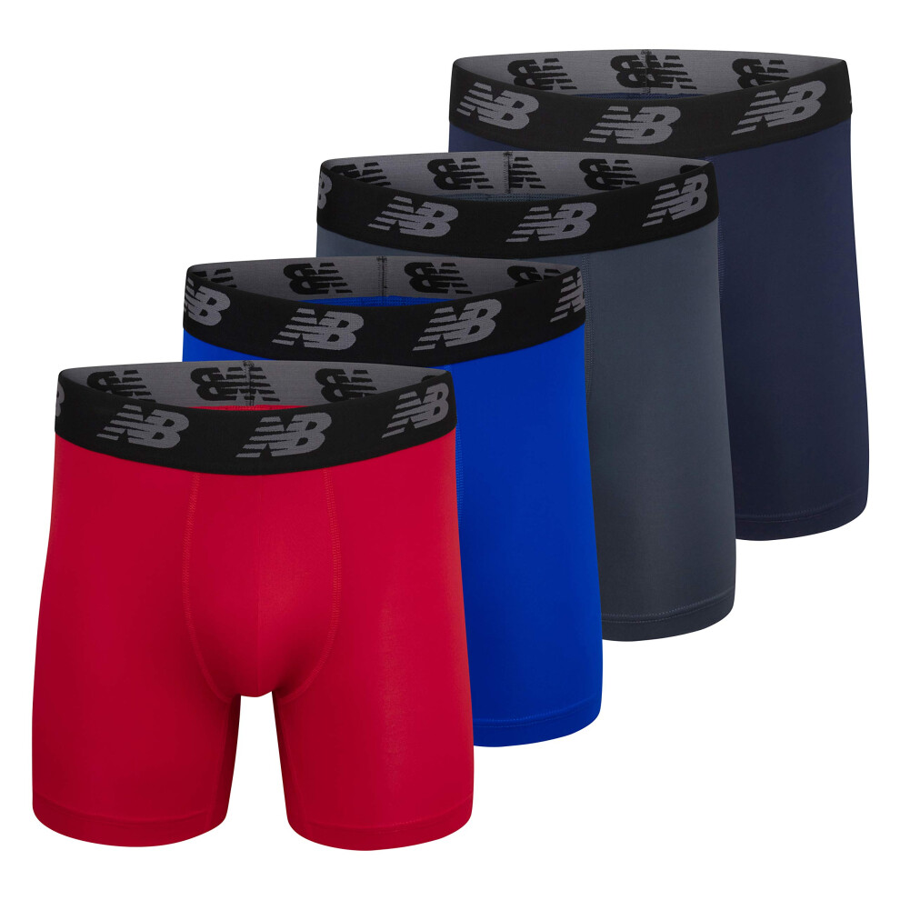 New Balance Men's Standard 5"" Performance No Fly Boxer Brief (4 Pack)