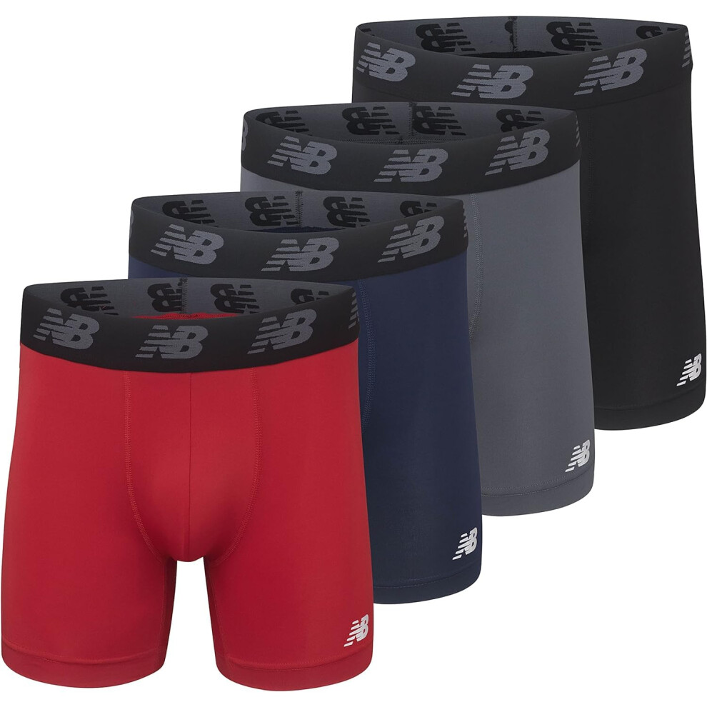 New Balance Men's Standard 5"" Performance No Fly Boxer Brief (4 Pack)