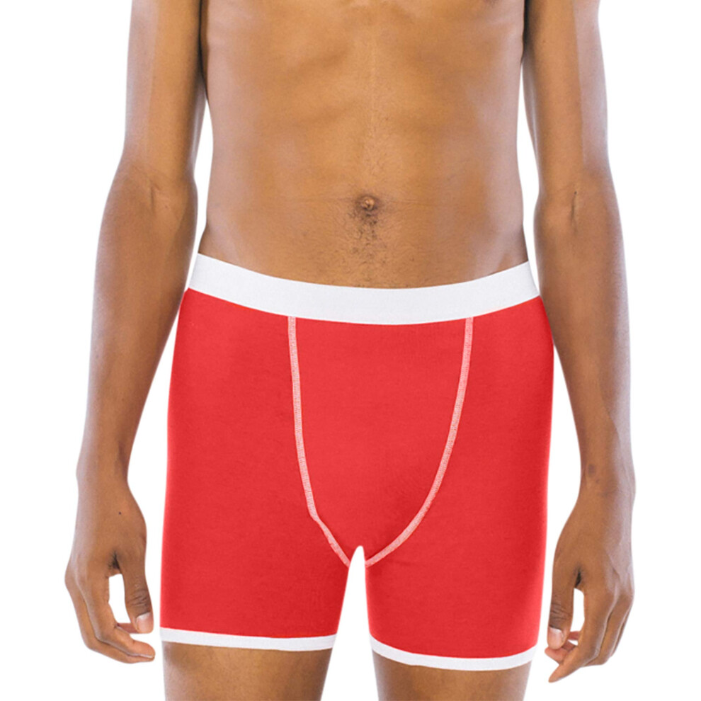 American Apparel Men's Baby Rib Boxer Brief  Red  Large