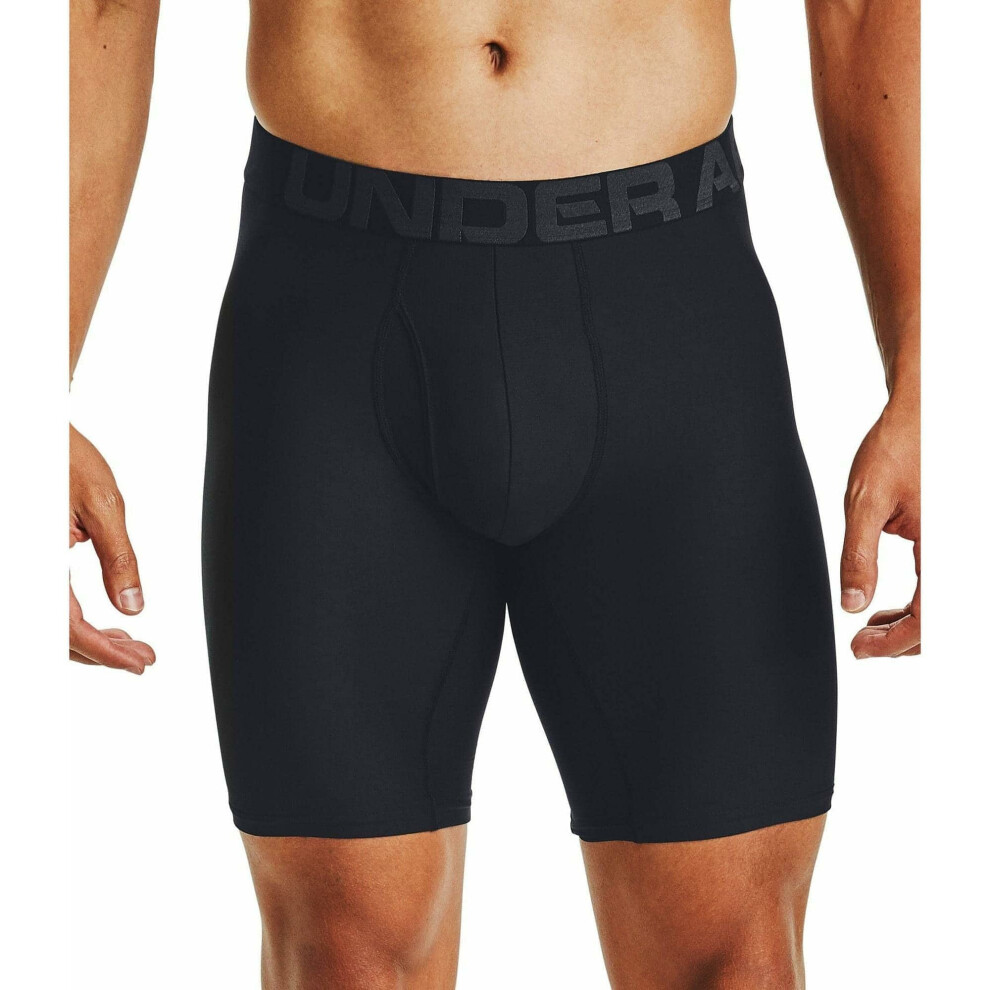 Under Armour mens Tech 9-inch Boxerjock 2-Pack   Black (001)/Black   S