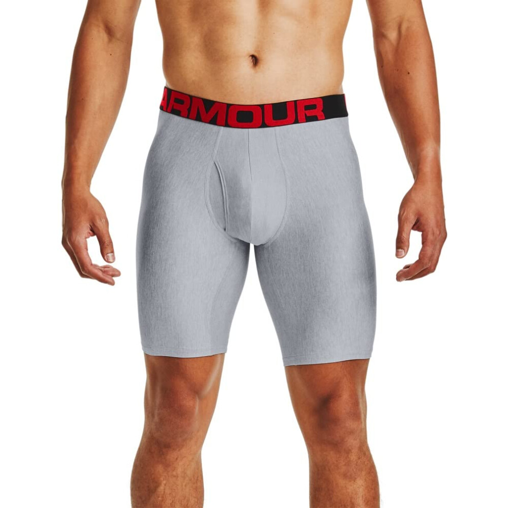 Under Armour mens Tech 9-inch Boxerjock 2-Pack   Mod Gray Light Heathe