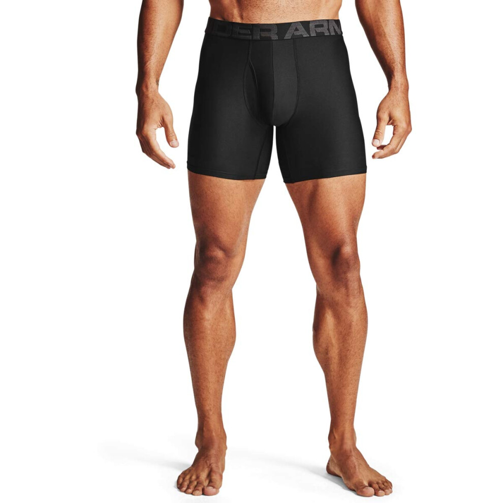 Under Armour mens Tech 6-inch Boxerjock 2-Pack   Black (001)/Black   X