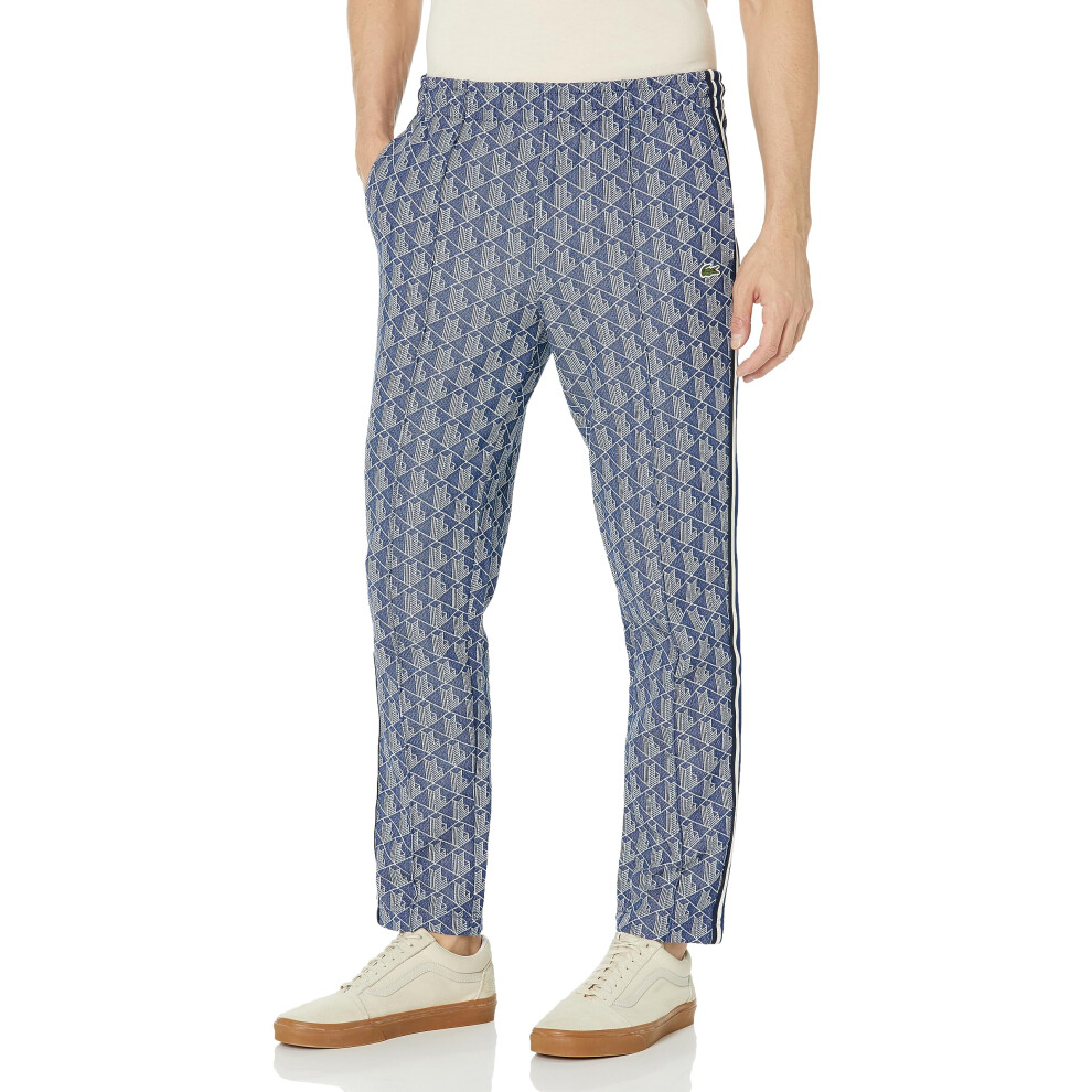 Lacoste Men's Vintage Fit Printed Monogram Track Pant  Methylene/Flour