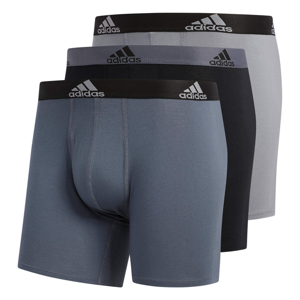 adidas Men's Stretch Cotton Boxer Brief Underwear (3-Pack)  Onix Grey/