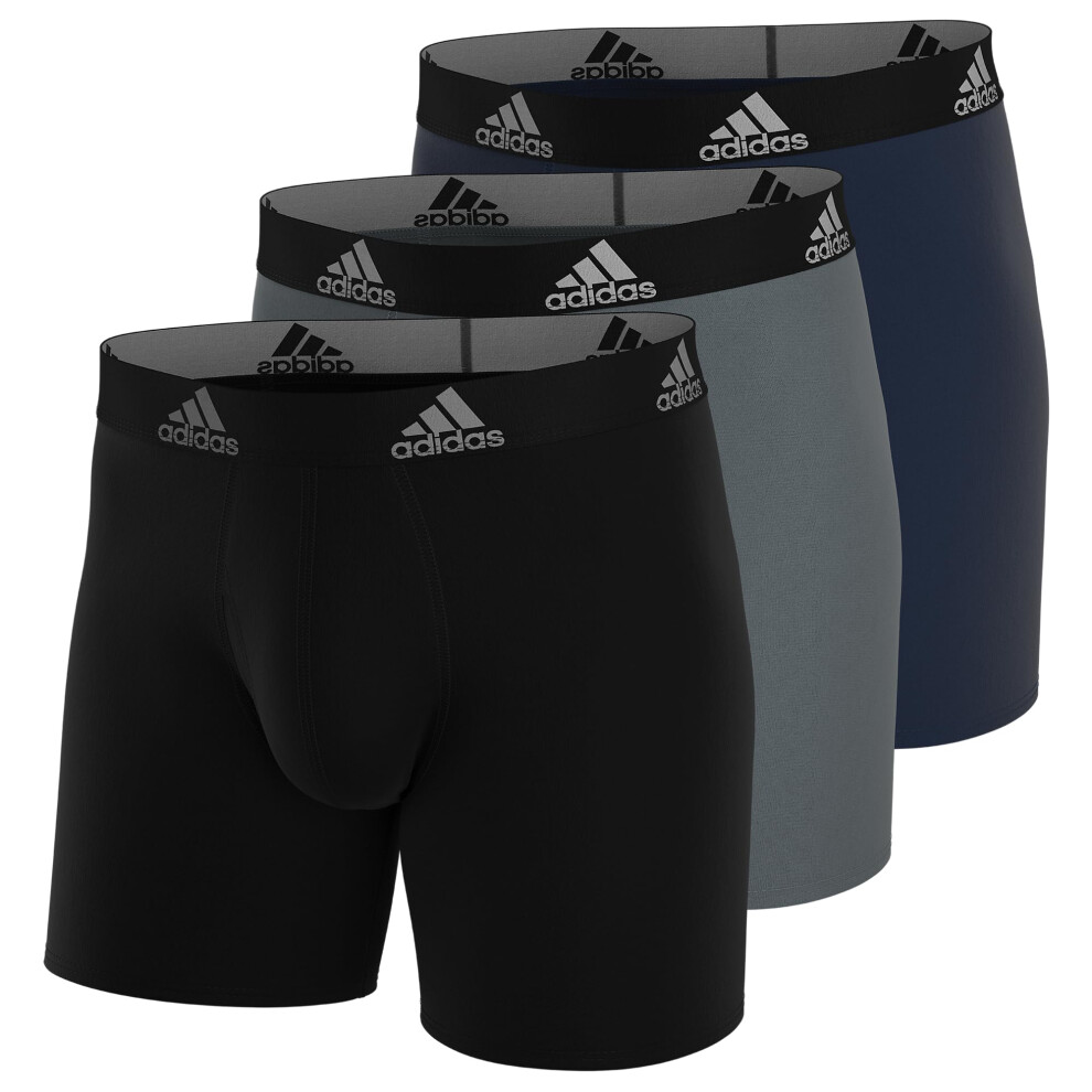 adidas Men's Performance Boxer Brief Underwear (3-Pack)  Black/Grey/Co