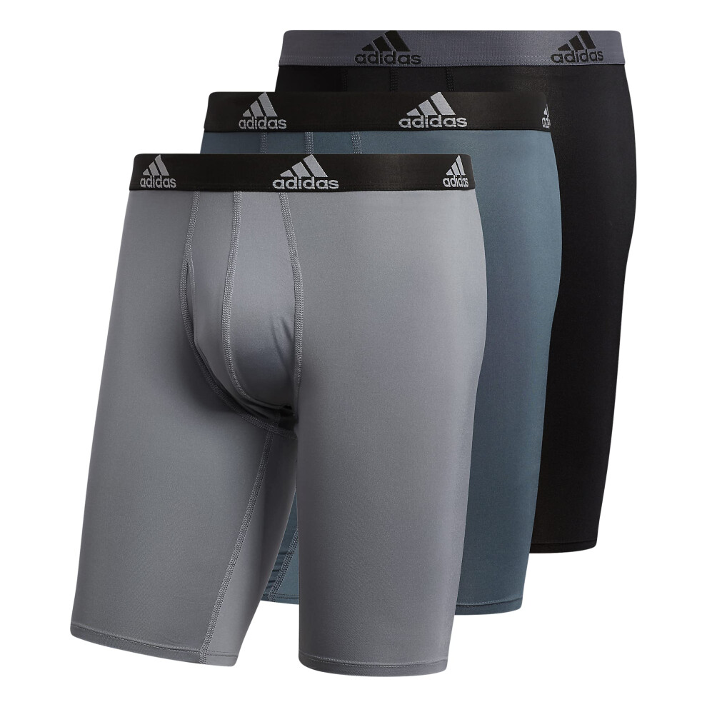 adidas Men's Performance Long Boxer Brief Underwear (3-Pack)  Onix Gre