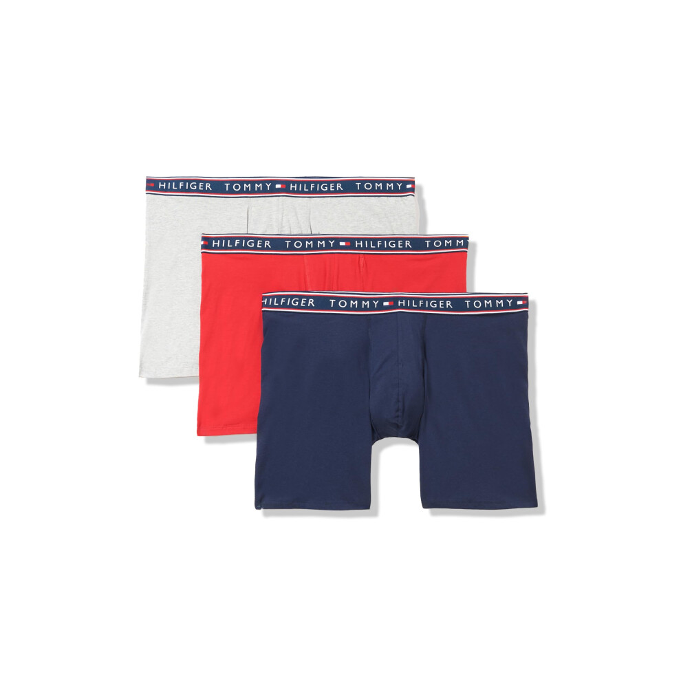 Tommy Hilfiger Men's Cotton Stretch 3-Pack Boxer Brief  Mahogany  Medi