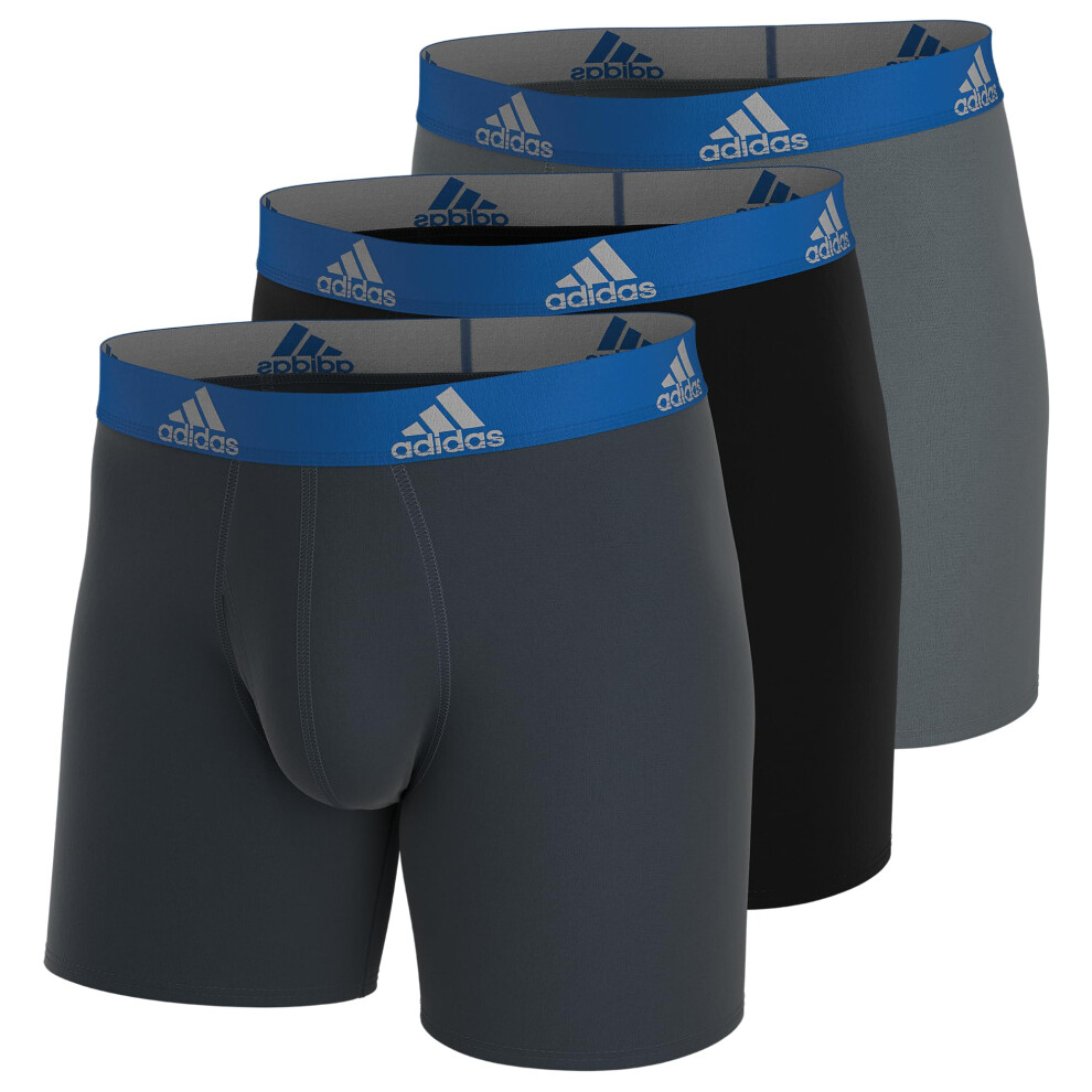 adidas Men's Performance Boxer Brief Underwear (3-Pack)  Onix Grey/Bla