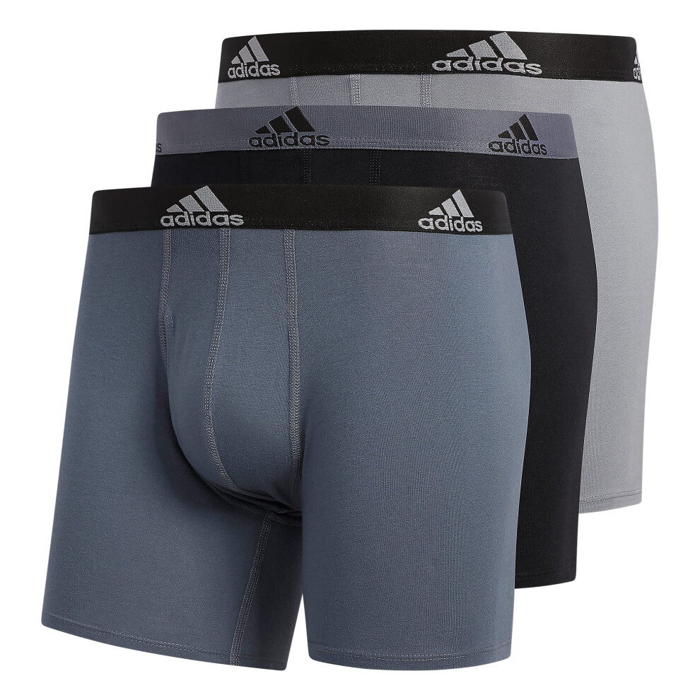 adidas Men's Stretch Cotton Boxer Brief Underwear (3-Pack)  Onix Grey/