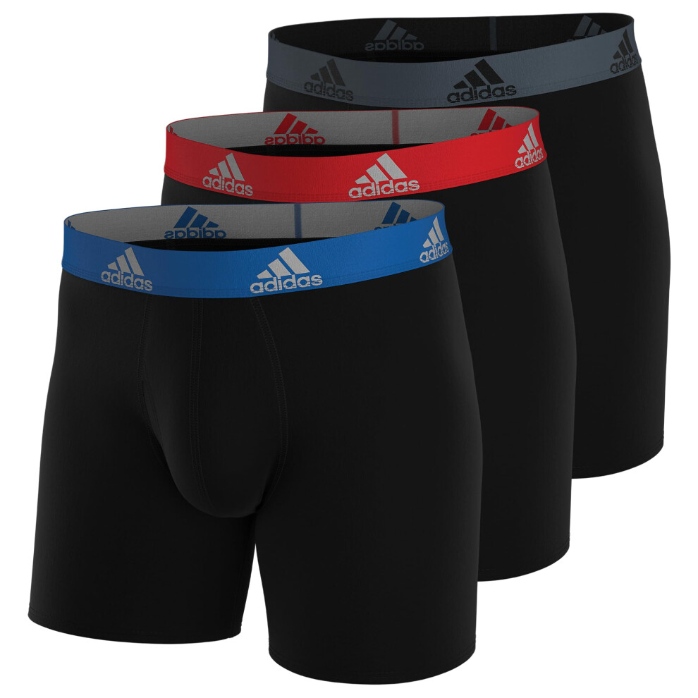 adidas Men's Performance Boxer Brief Underwear (3-Pack)  Black/Collegi