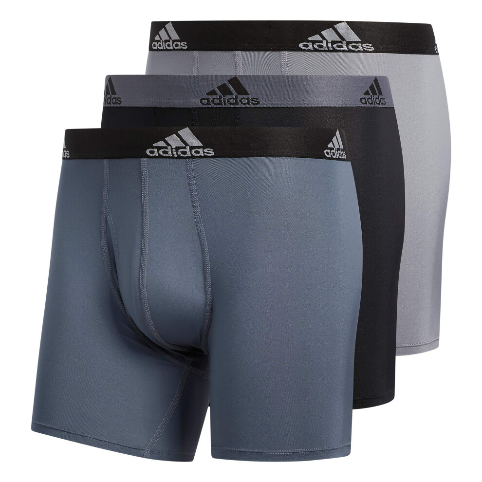 adidas Men's Big & Tall Performance Boxer Brief Underwear (3-Pack)  Bl