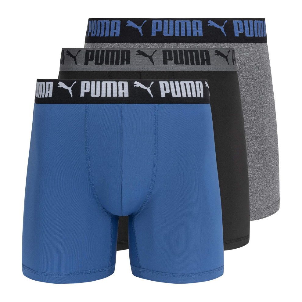 PUMA Men's 3 Pack Athletic Fit Boxer Briefs  Star Sapphire  X-Large