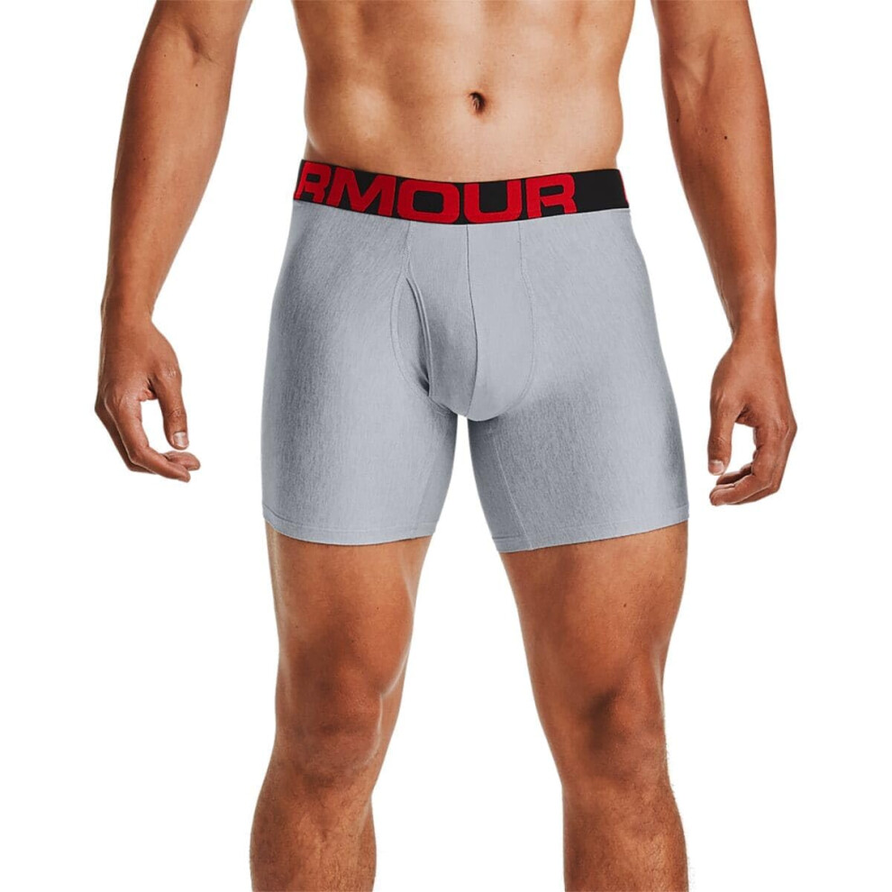 Under Armour mens Tech 6-inch Boxerjock 2-Pack  Mod Gray Light Heather