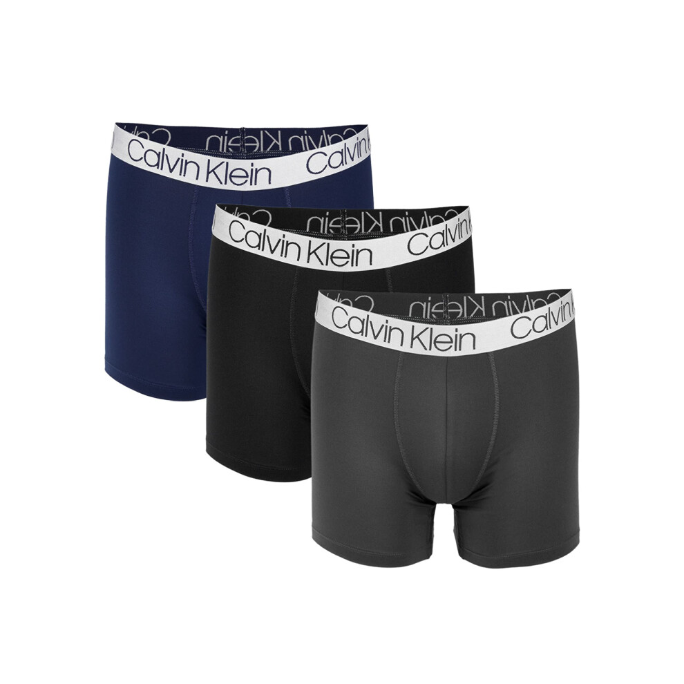 Calvin Klein Men`s Microfiber Boxer Briefs Pack of 3 (Obsidian(NP2214-