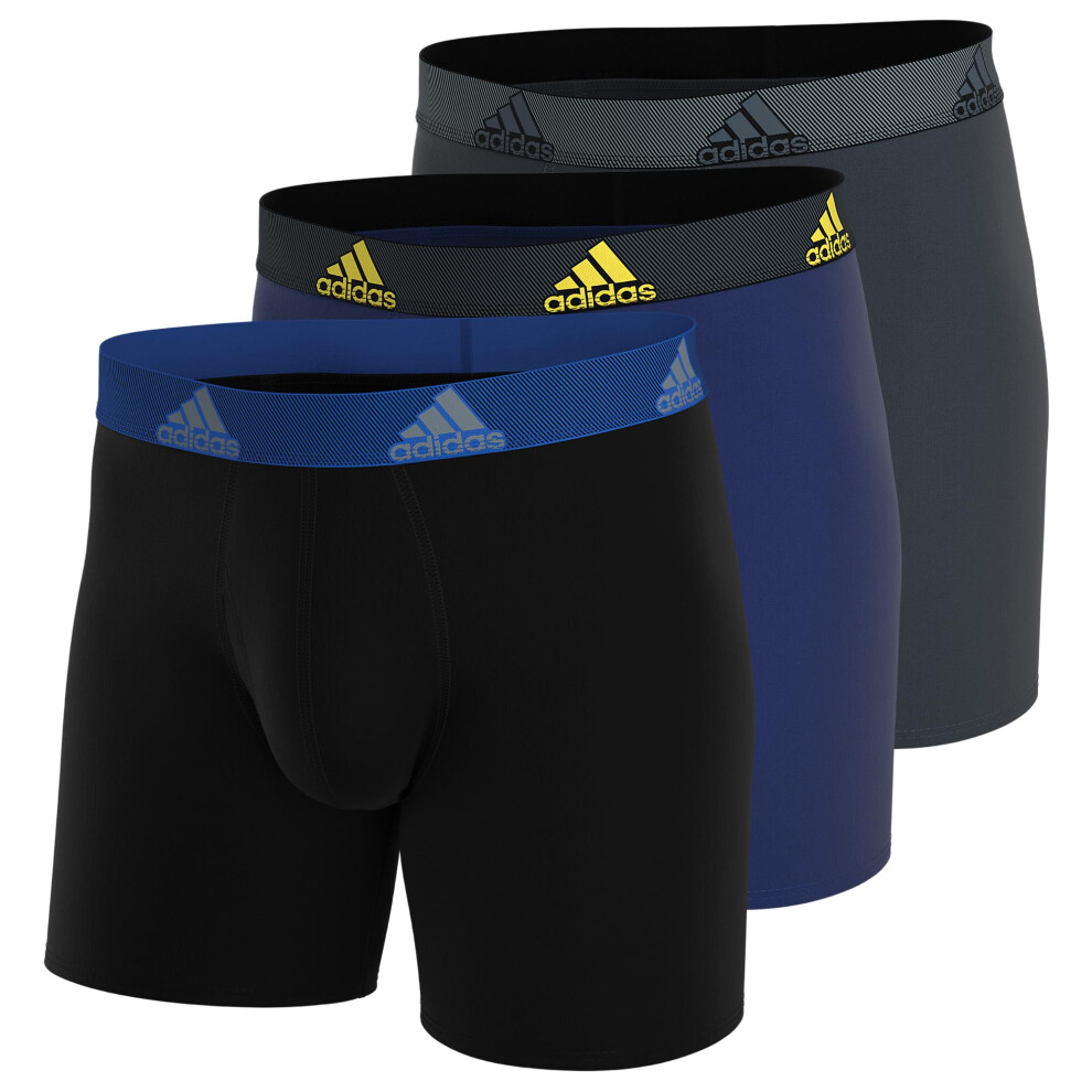 adidas Men's Performance Boxer Brief Underwear (3-Pack)  Black/Team Ro