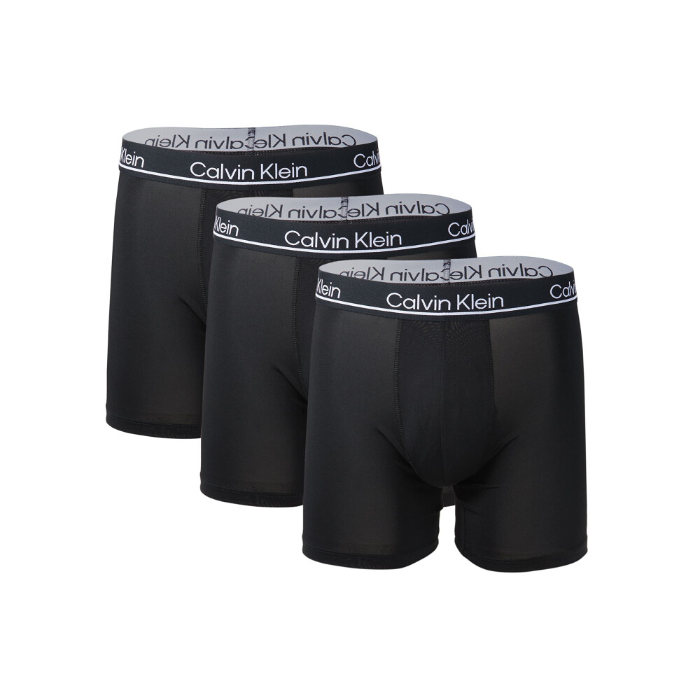 Calvin Klein Men`s Microfiber Stretch Boxer Briefs 3 Pack (Large  Blac