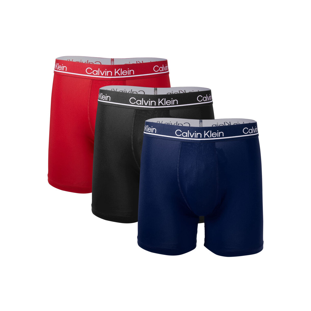 Calvin Klein Men`s Microfiber Stretch Boxer Briefs 3 Pack (X-Large  Bl