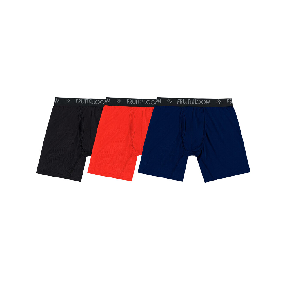 Fruit of the Loom Men's Micro Mesh Boxer Briefs  Red/Navy/Black  XX-La