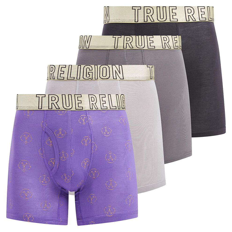 True Religion Stretch Mens Boxer Briefs  Mens Underwear Pack of 4 Purp