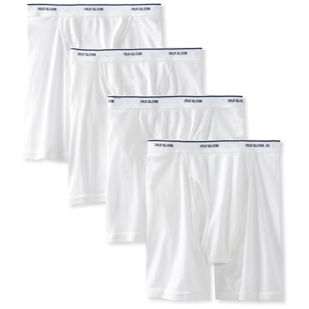 Fruit of the Loom Men's Boxer Briefs   White  Large(Pack of 4)