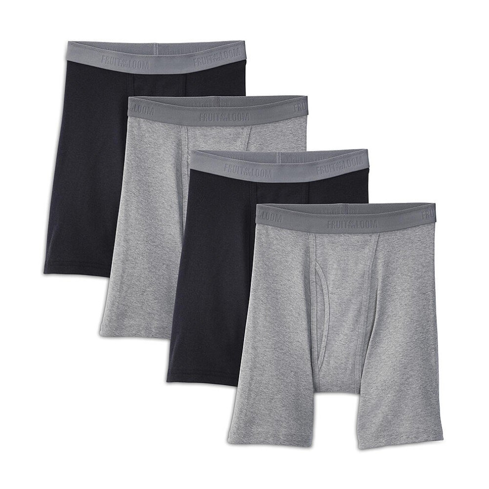 Fruit of the Loom Men's Premium Boxer Brief (4 Pack)  Black/Gray  Medi