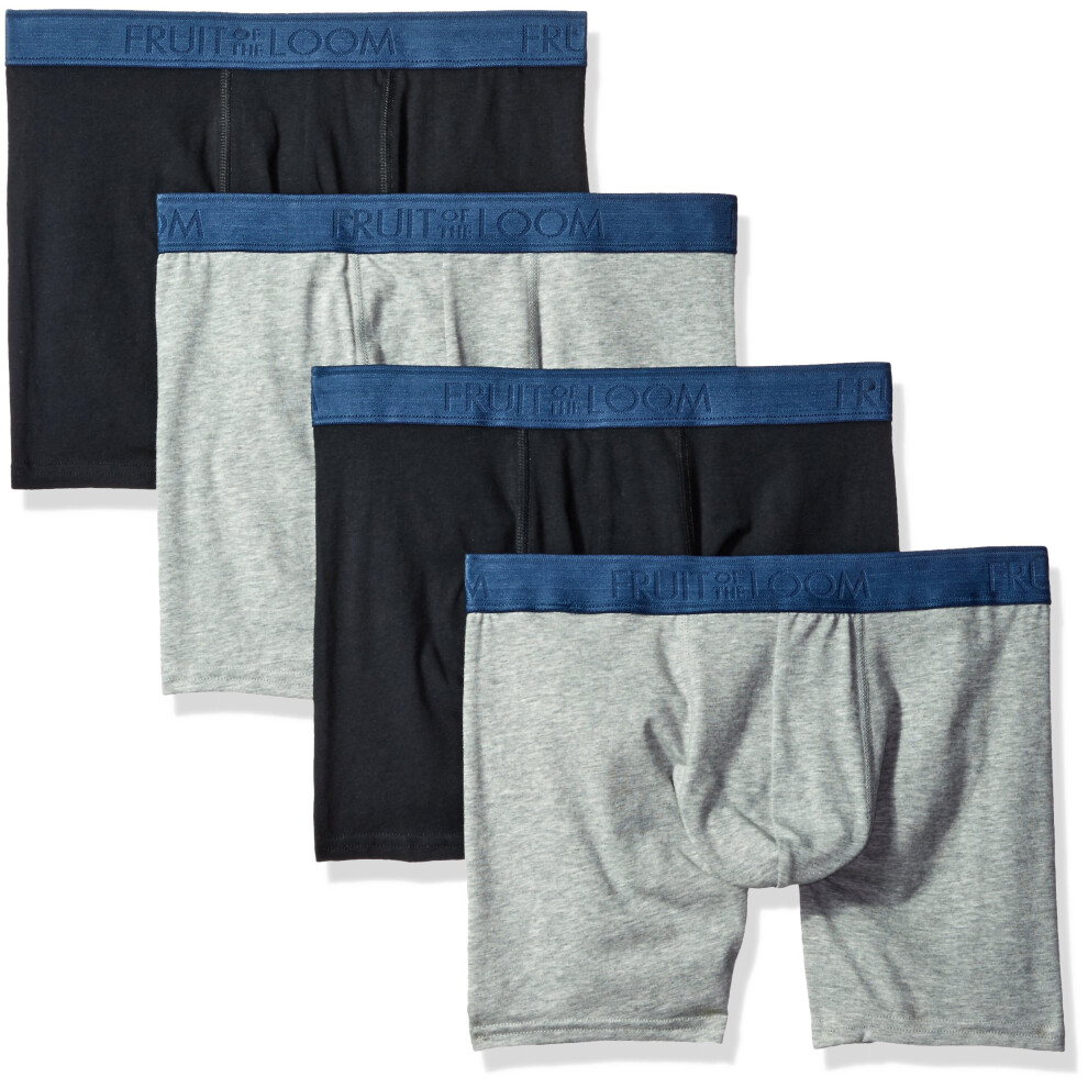 Fruit of the Loom Men's Cotton Stretch Boxer Brief (Pack of 4)  Black/