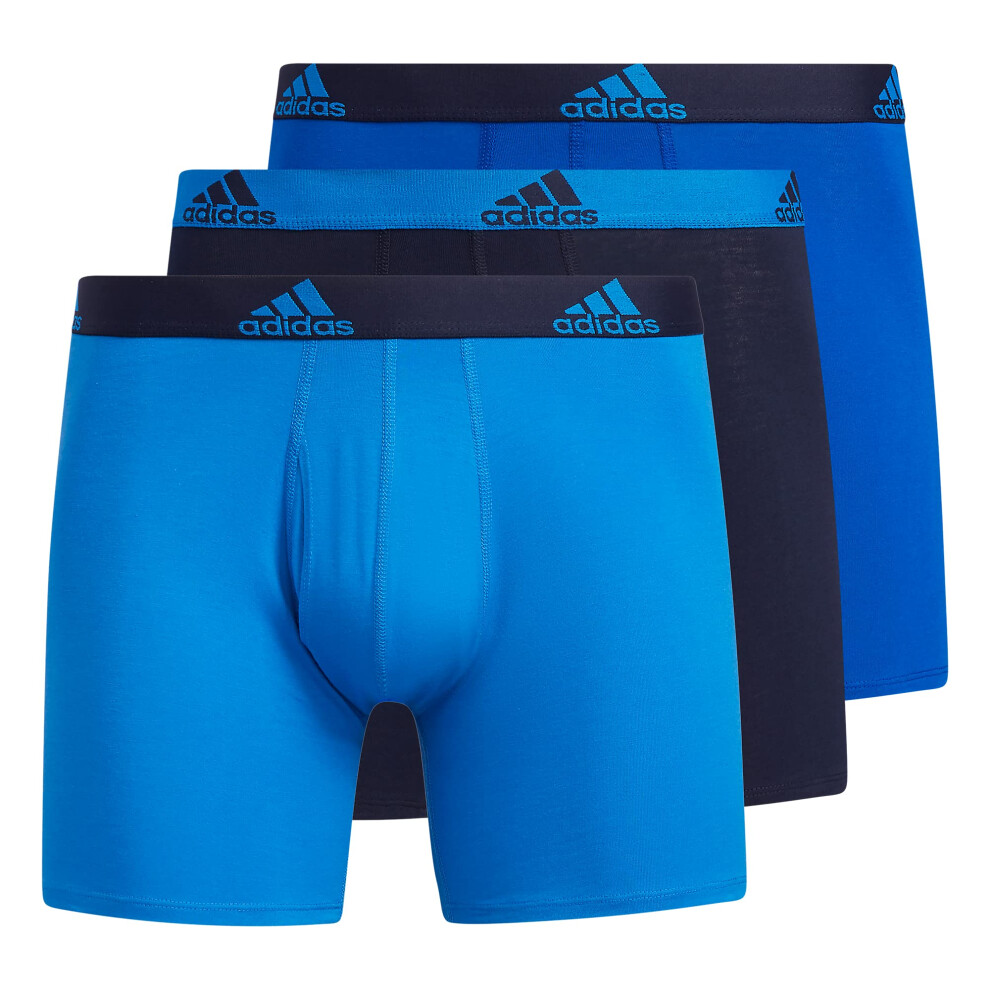 adidas Men's Stretch Cotton Boxer Brief Underwear (3-Pack)  Blue Rush/