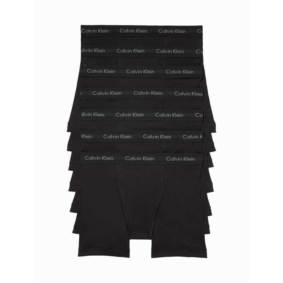 Calvin Klein Men's Cotton Classics 7-Pack Boxer Brief  7 Black  S