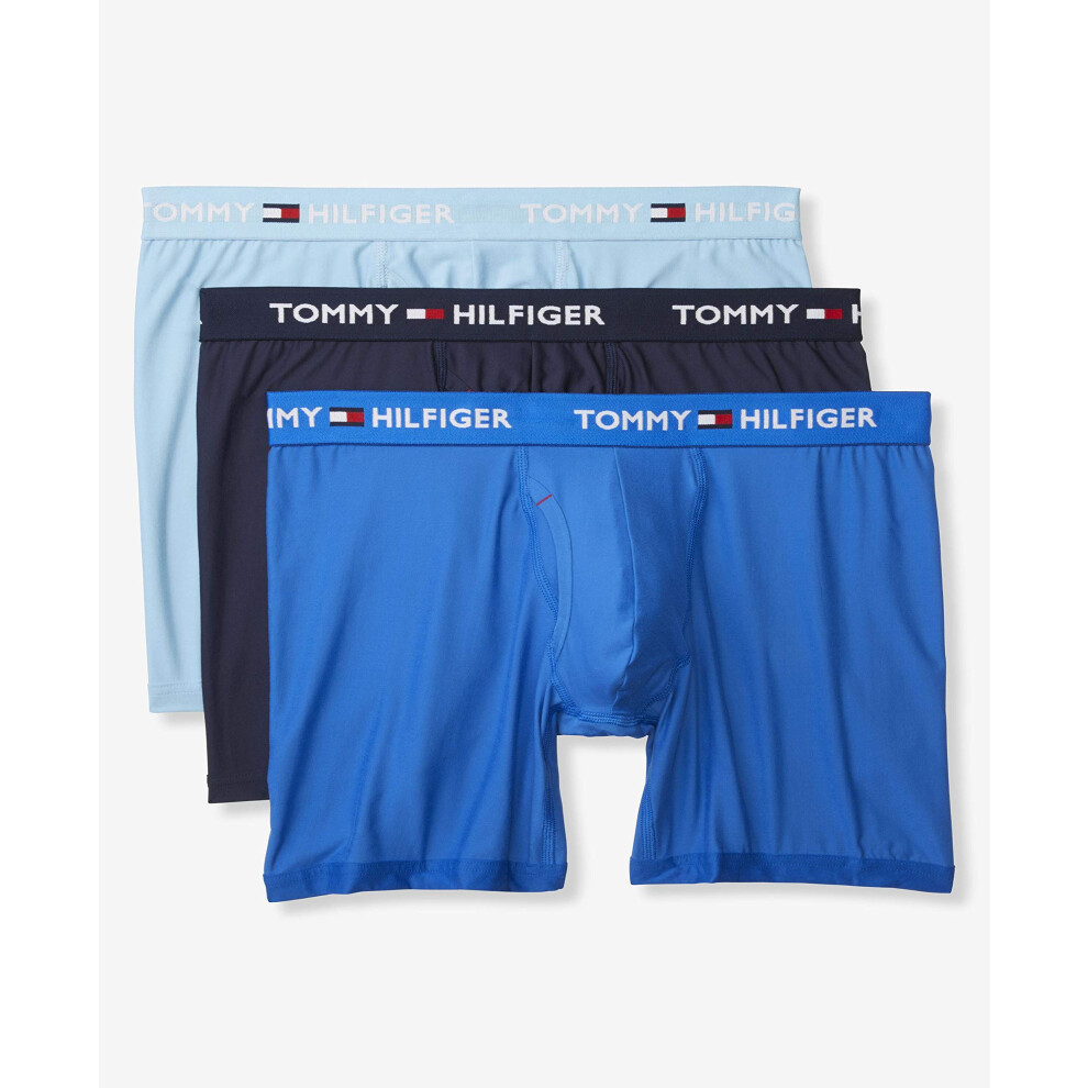 Tommy Hilfiger Men's Micro Classic Boxer Brief  Blue Multi (3 Pack)  X