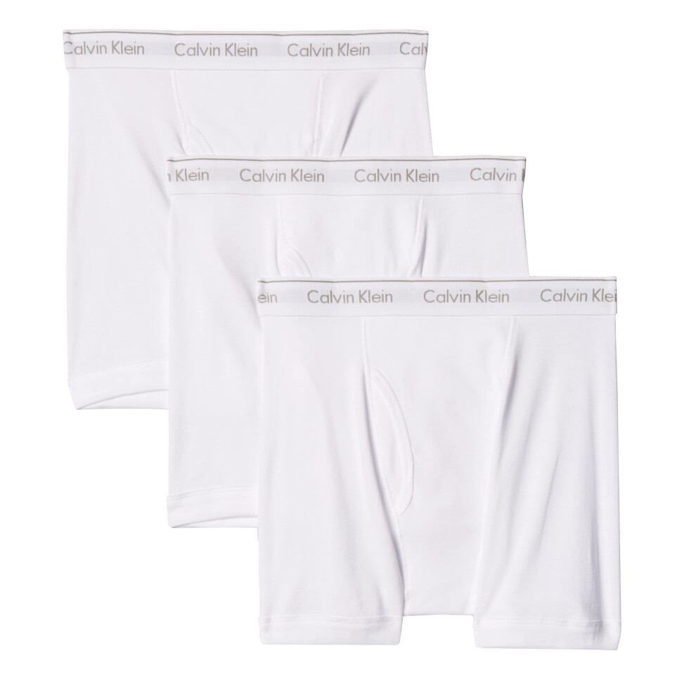 Men's Calvin Klein Stencil Logo Cotton Stretch Boxers White (3 Pack) - Size: S w30