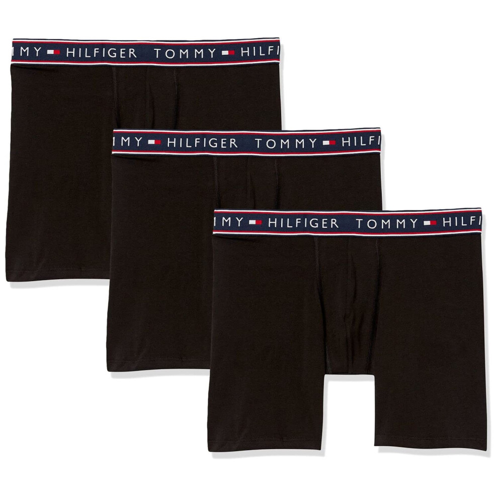 Tommy Hilfiger Men's Cotton Stretch 3-Pack Boxer Brief  Black  L