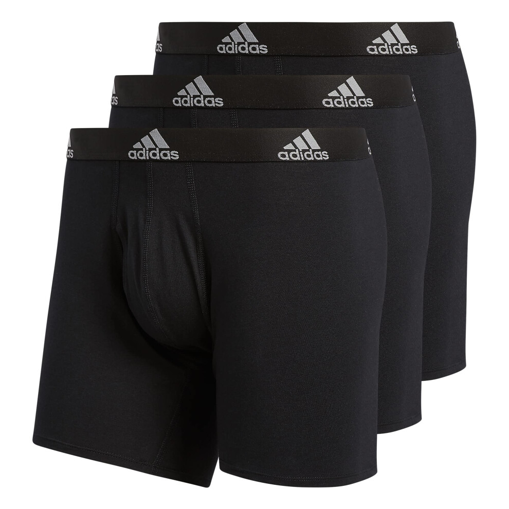 adidas Men's Stretch Cotton Boxer Brief Underwear (3-Pack)  Black/Ligh