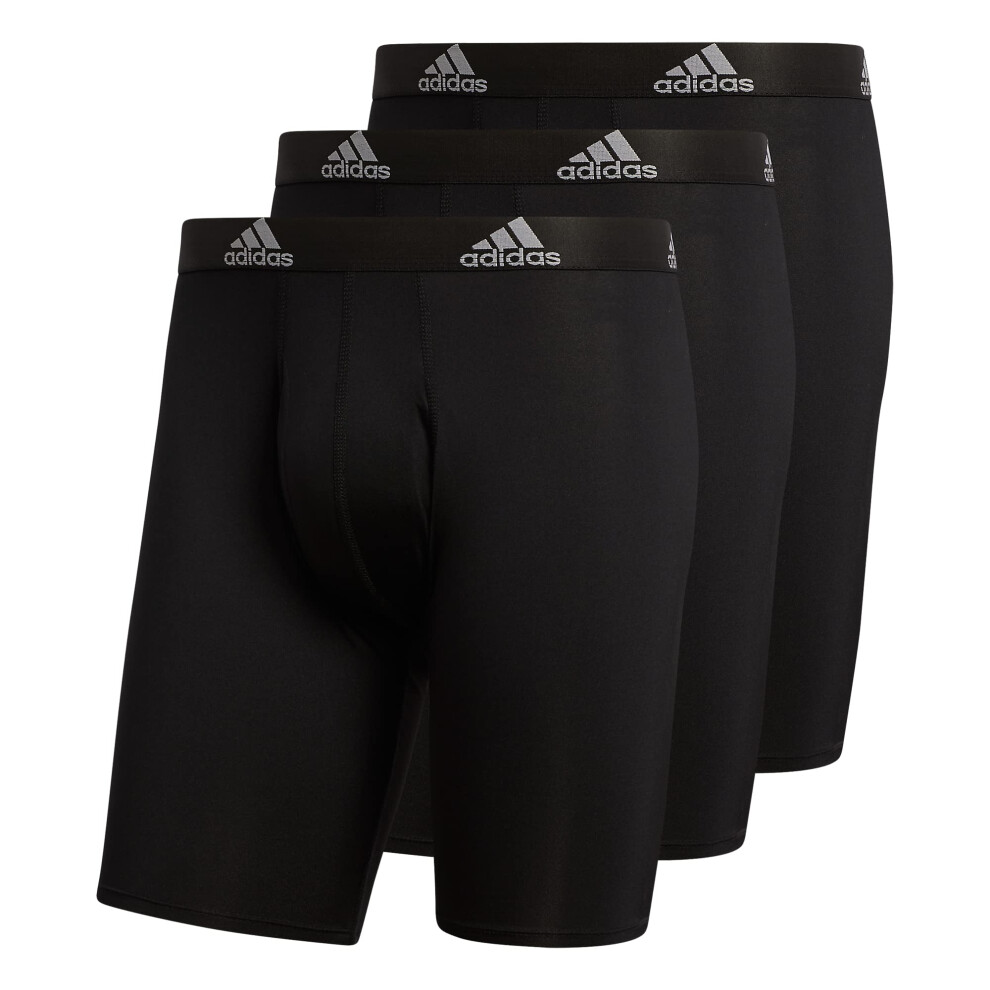 adidas Men's Performance Long Boxer Brief Underwear (3-Pack)  Black/Li