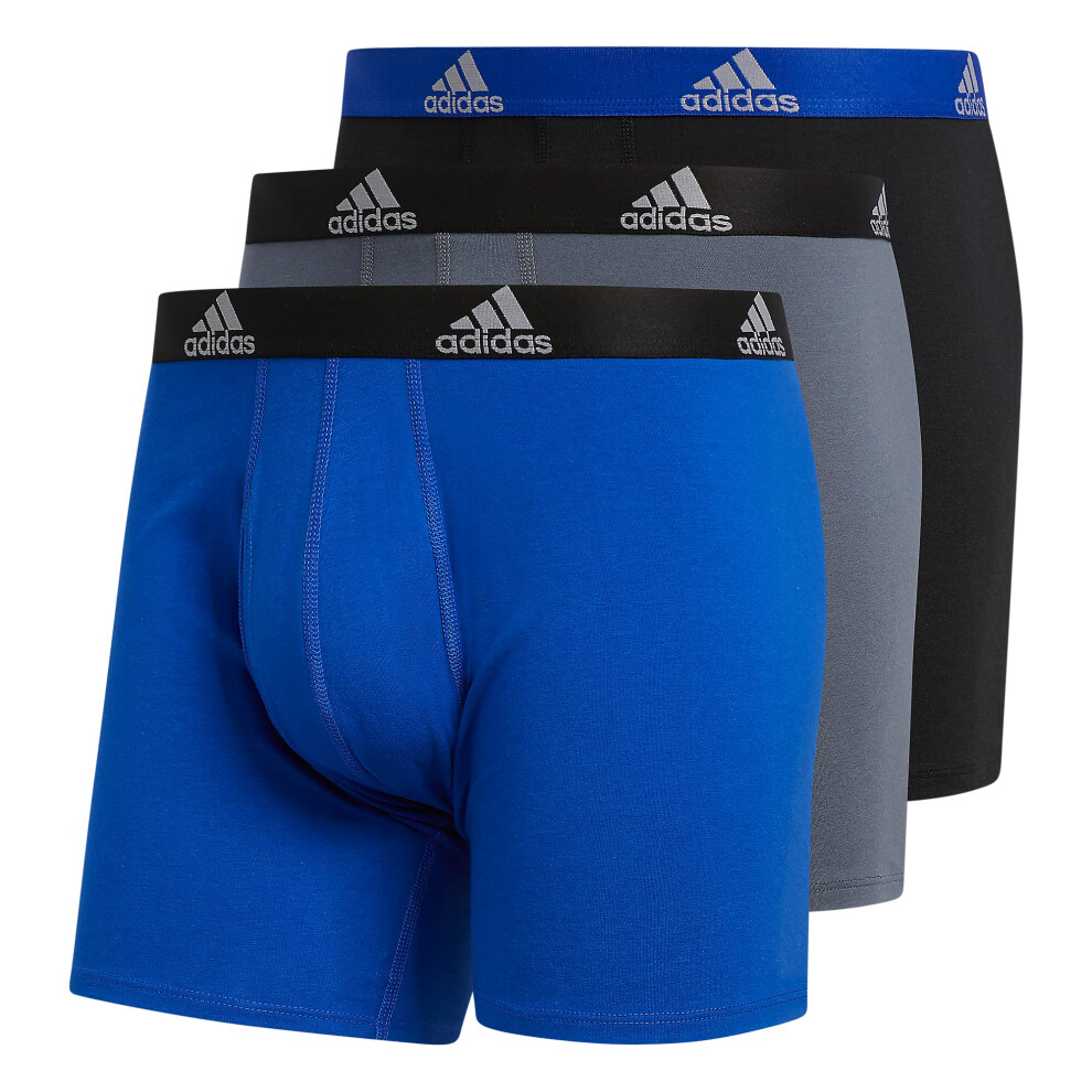 adidas Men's Stretch Cotton Boxer Brief Underwear (3-Pack)  Bold Blue/