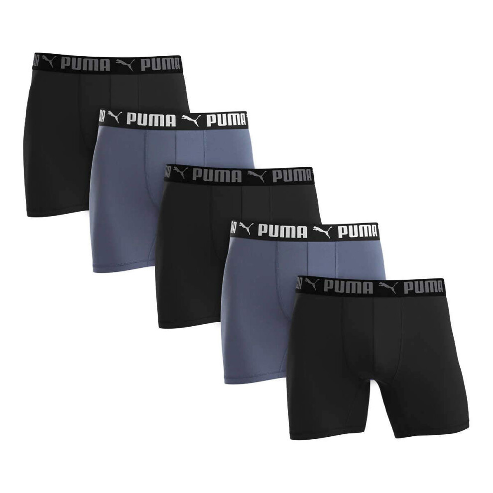 PUMA Men's Microfiber Boxer Brief  5-pack (Medium  Black and Gray)