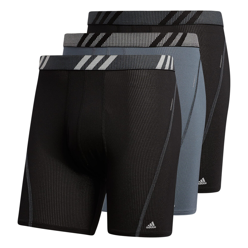 adidas Men's Sport Performance Mesh Boxer Brief Underwear (3-pack)  Bl