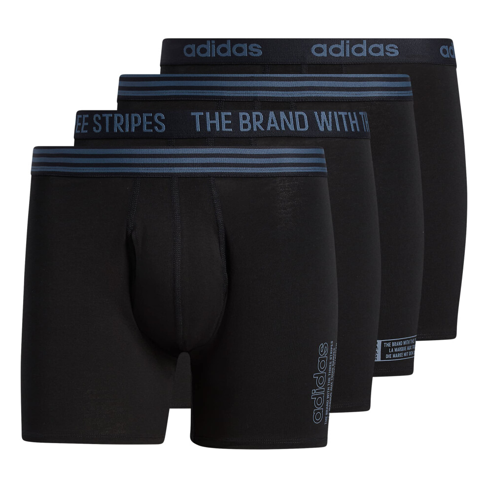 adidas Men's Core Stretch Cotton Boxer Brief Underwear (4-Pack)  Black