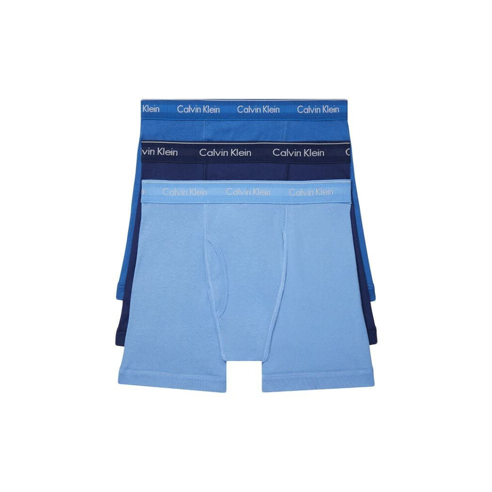 Calvin Klein Men's Cotton Classics 3-Pack Boxer Brief  Medieval Blue