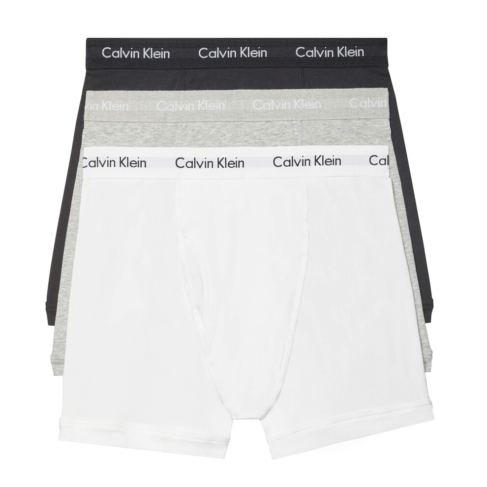 Calvin Klein Men's Cotton Stretch 3-Pack Boxer Brief  White  Black  Gr