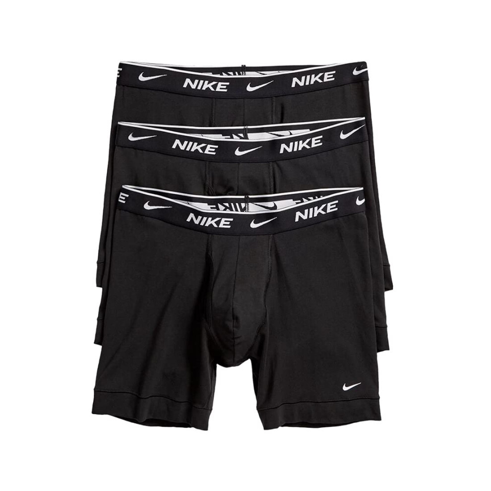 Nike Men`s Everyday Cotton Stretch Boxer Briefs 3 Pack (X-Large  Black