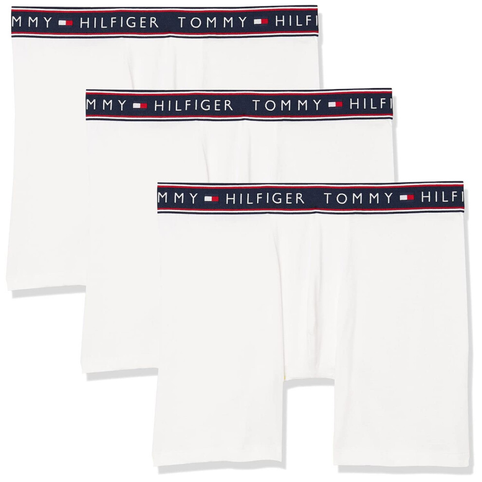 Tommy Hilfiger mens Cotton Stretch Multipack Boxer Briefs  White  Medi