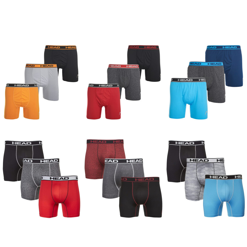 HEAD Mens Performance Boxer Briefs - 6-Pack Mystery Colors Stretch Und