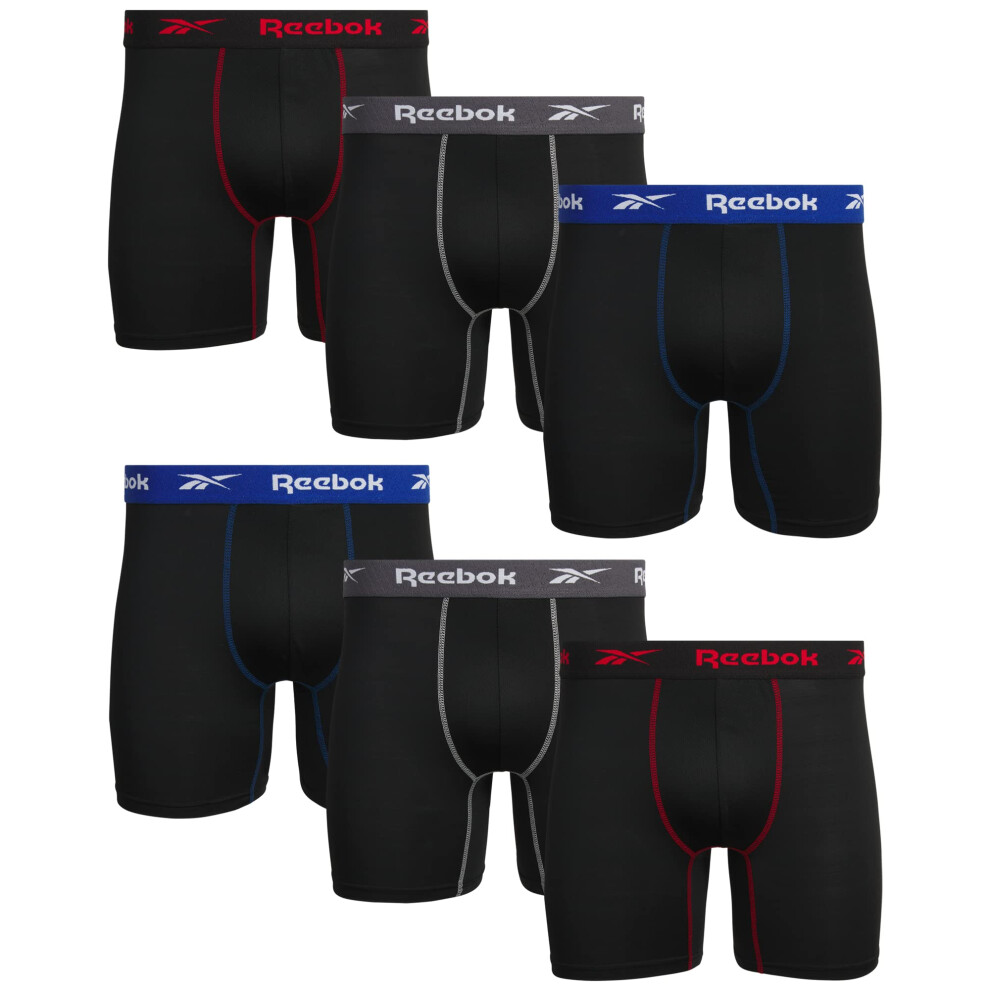 Reebok Men's Underwear - Active Performance Boxer Briefs (6 Pack)  Siz